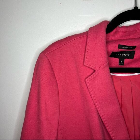 Talbots Women's Magenta Pink Aberdeen Cotton Blend  Button Front Blazer - Picture 5 of 9